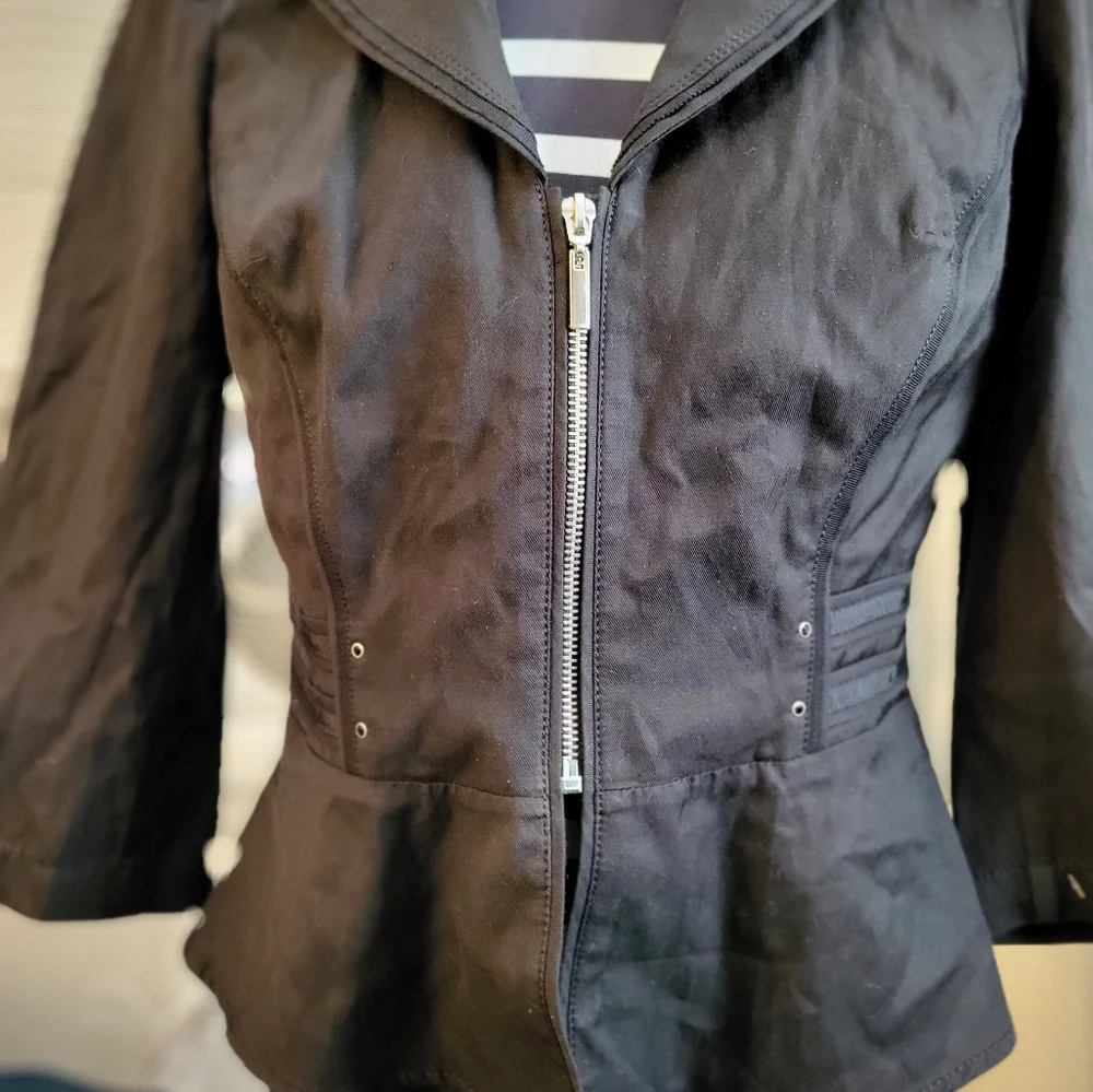 Black White & Pop of Yellow Striped Dress w/ Bonus WHBM Jacket! - Picture 8 of 10